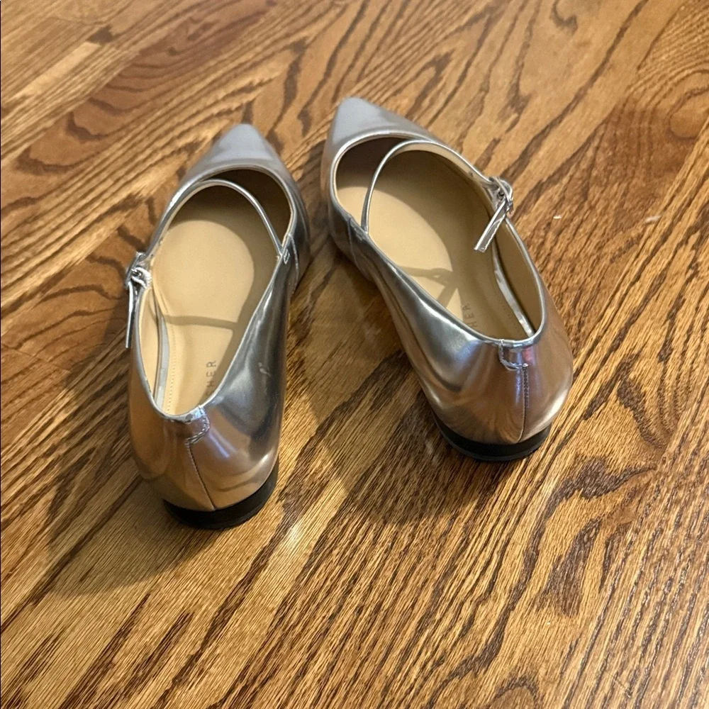 Marc Fisher Silver Pointed-Toe Flats